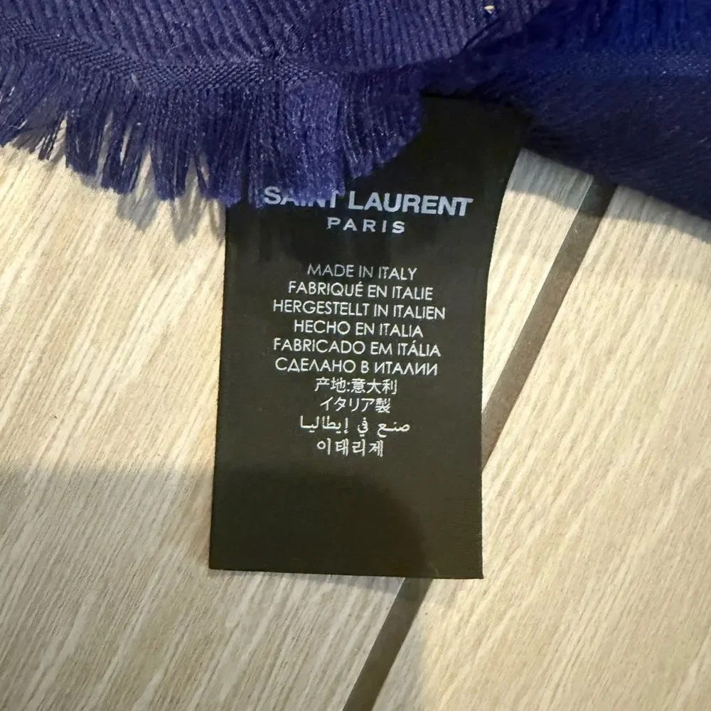 Brand new Saint Laurent Deep Blue double sided scarf / shawl large size